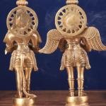 Brass Standing Hanuman and Garuda Divine Pair | 12" x 7" x 3.5" (30.5 x 17.8 x 8.9 cm) Each | 6 kg Total Sacred Art | Protection Duo